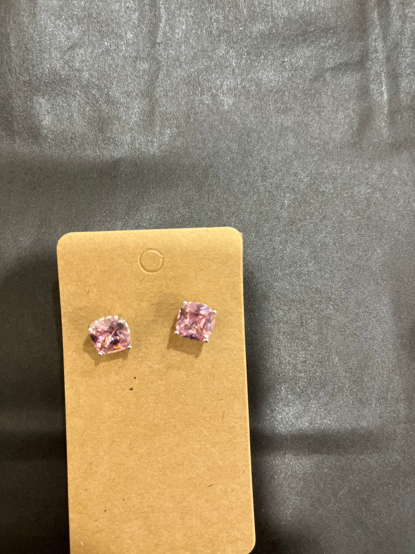 Pink Square Studs