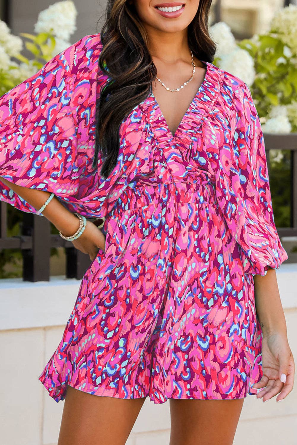 Abstract High Waist Romper