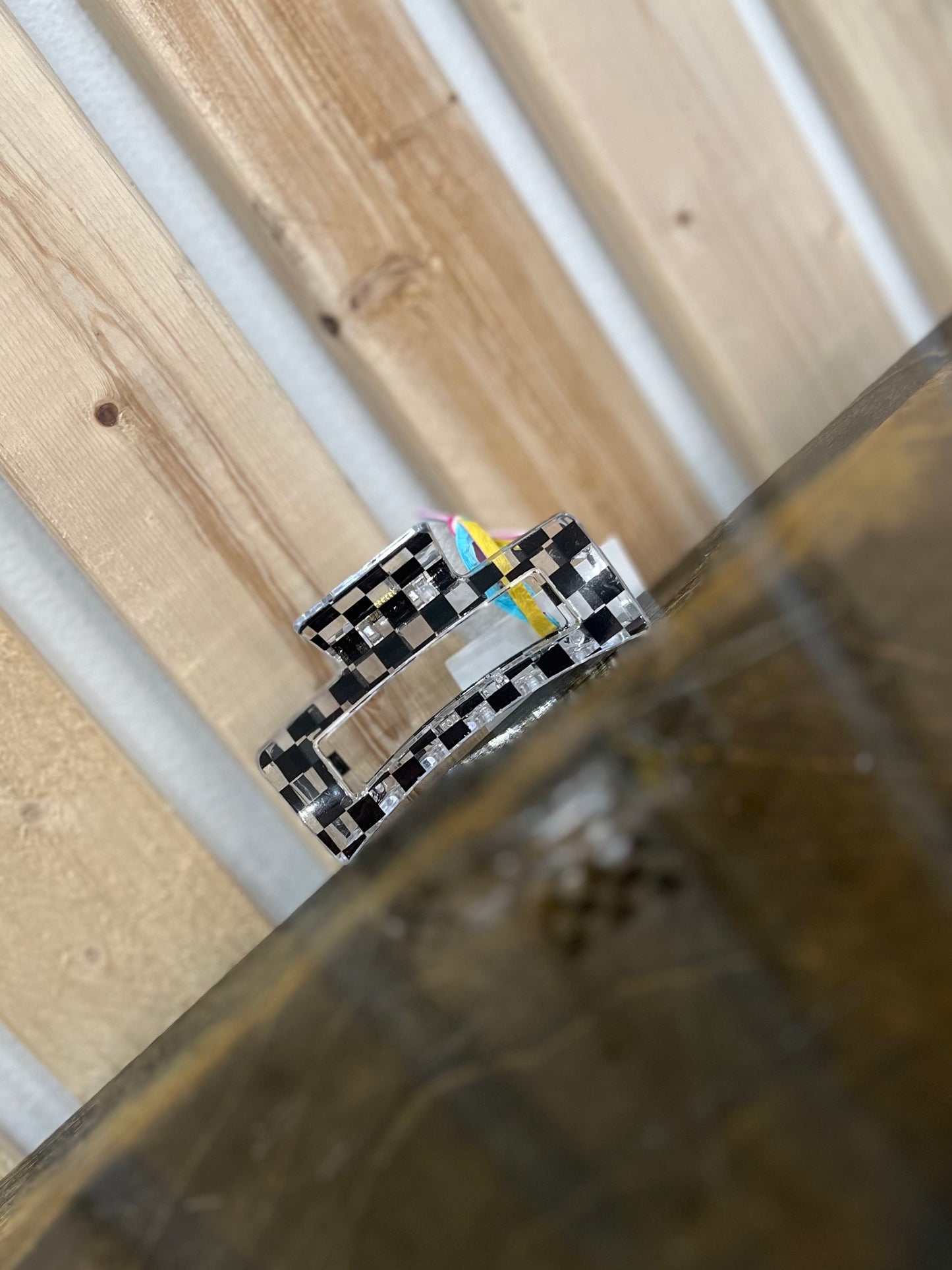 Clear and Black Checkered Claw Clip