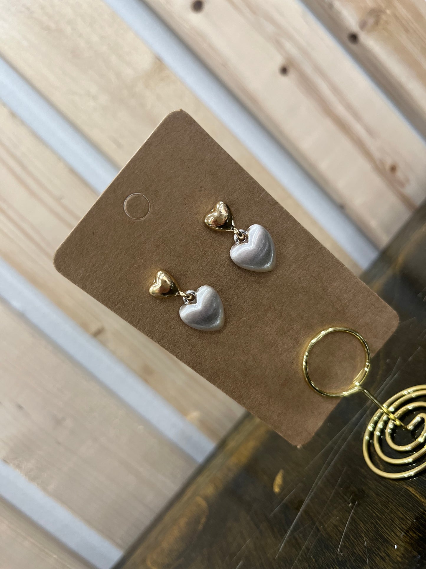Gold and Pearl Heart Earrings