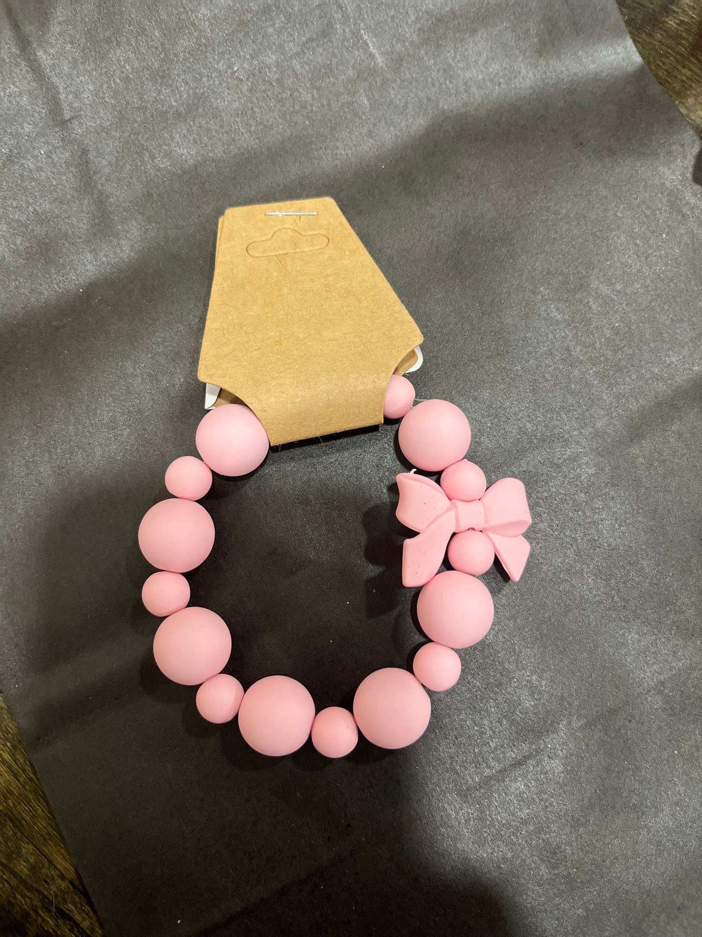 Pink Bow Beaded Keychain