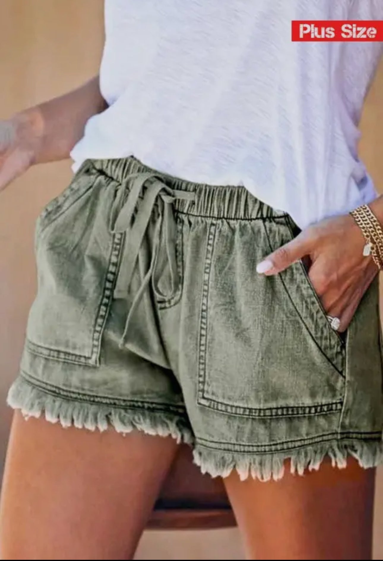 Frayed Safari Shorts (olive green)