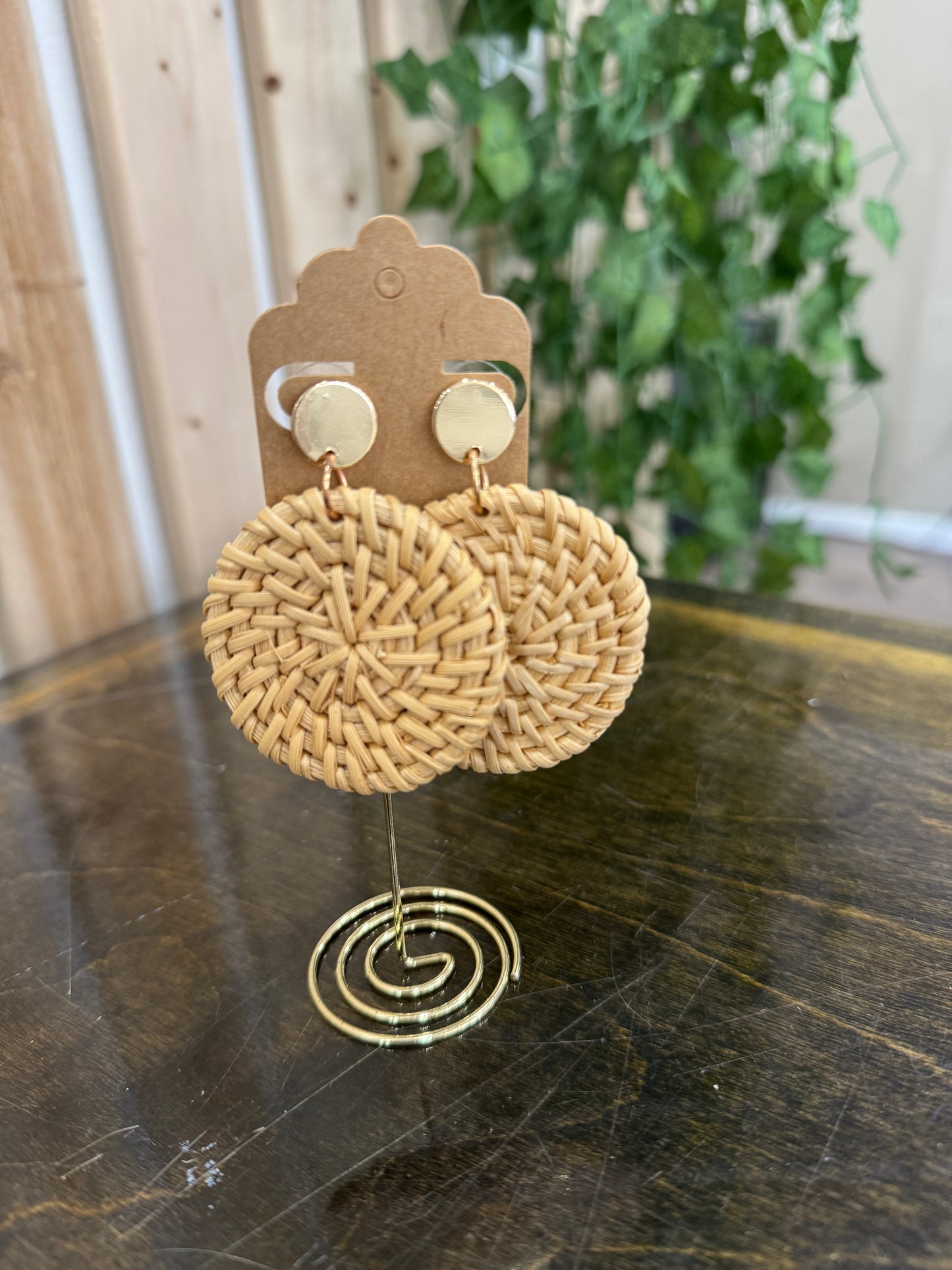 Wicker Round Stud Earrings