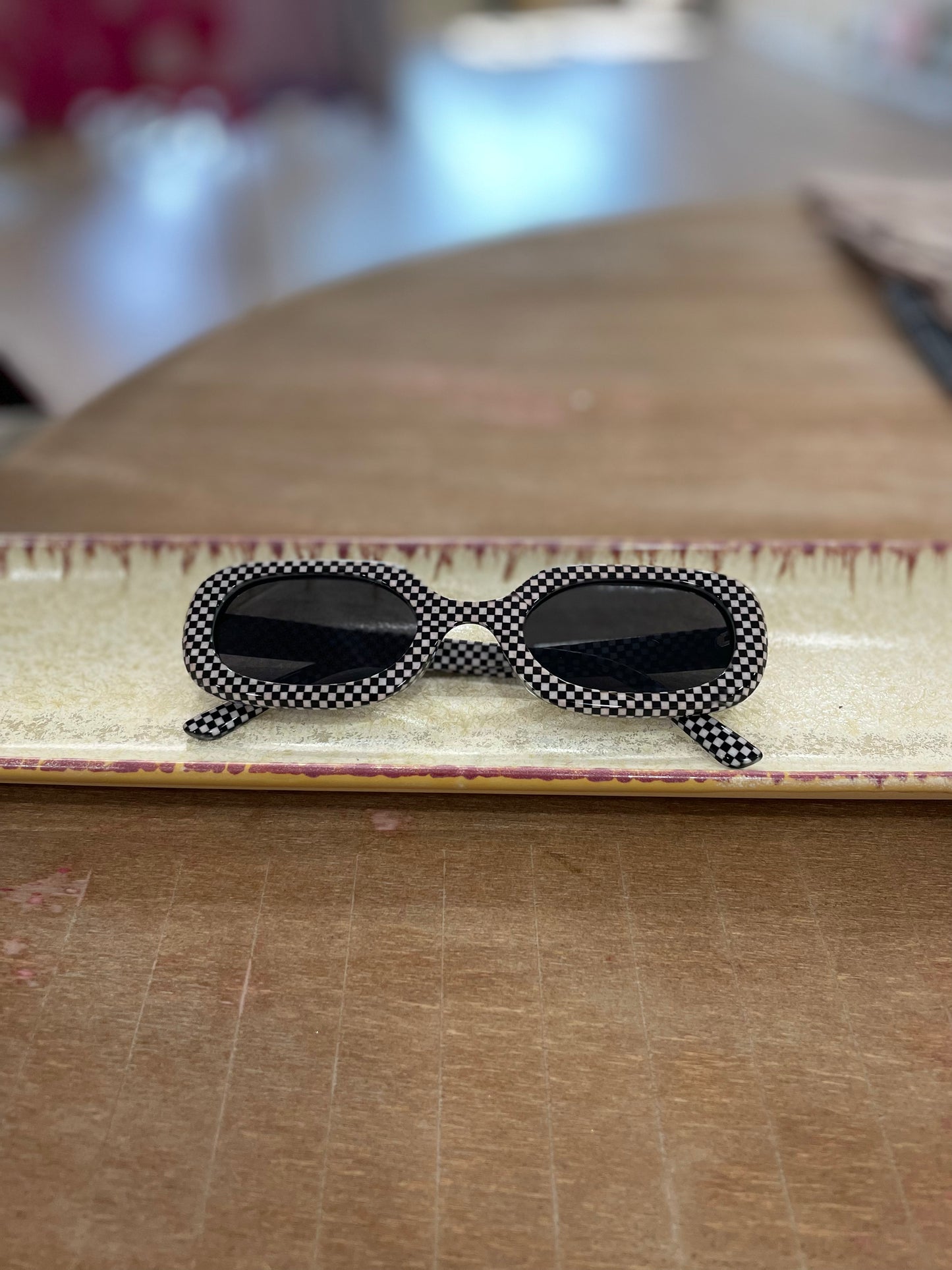 Checkered Geometric Sunglasses