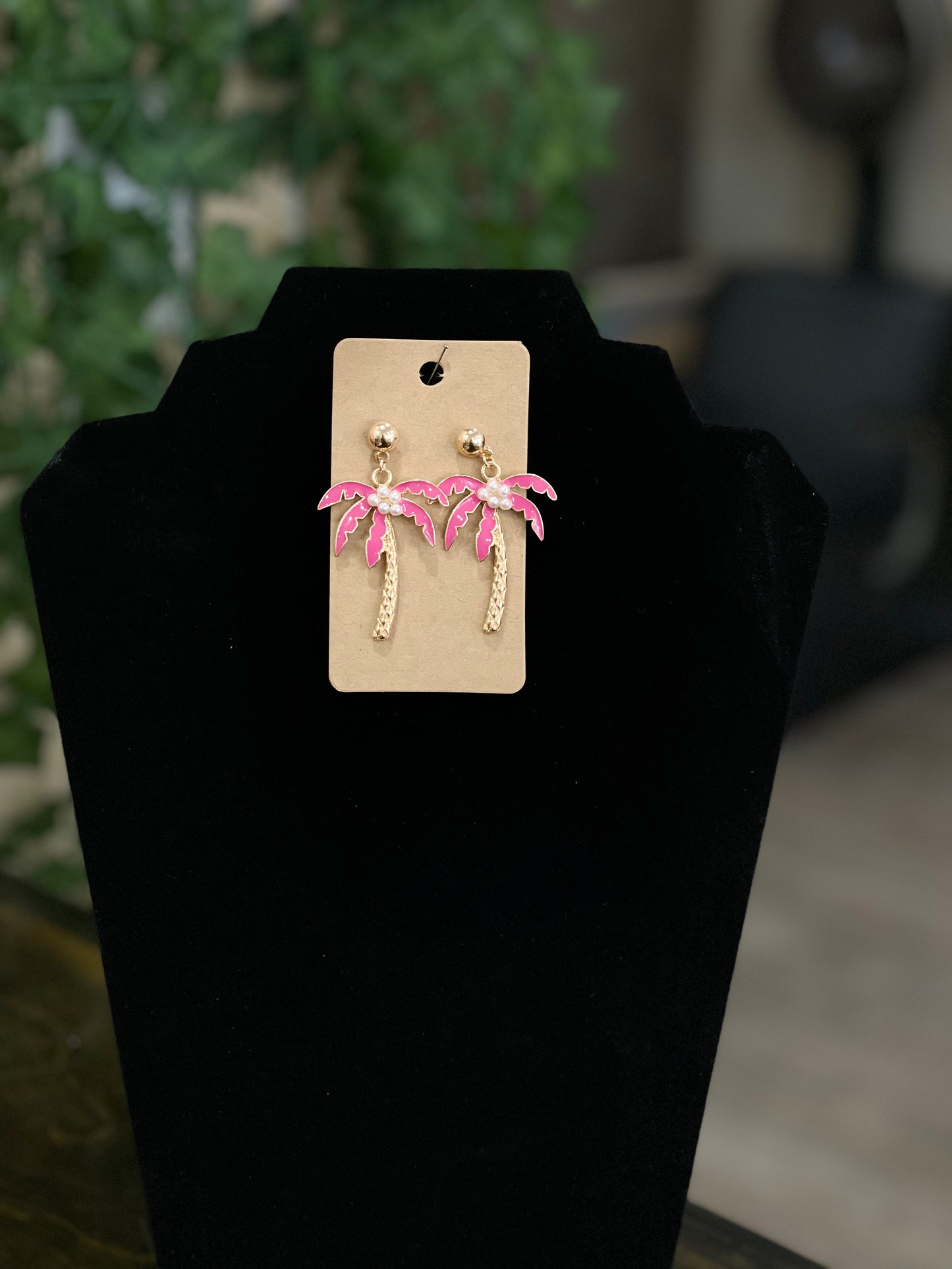 Pink Palms Earrings