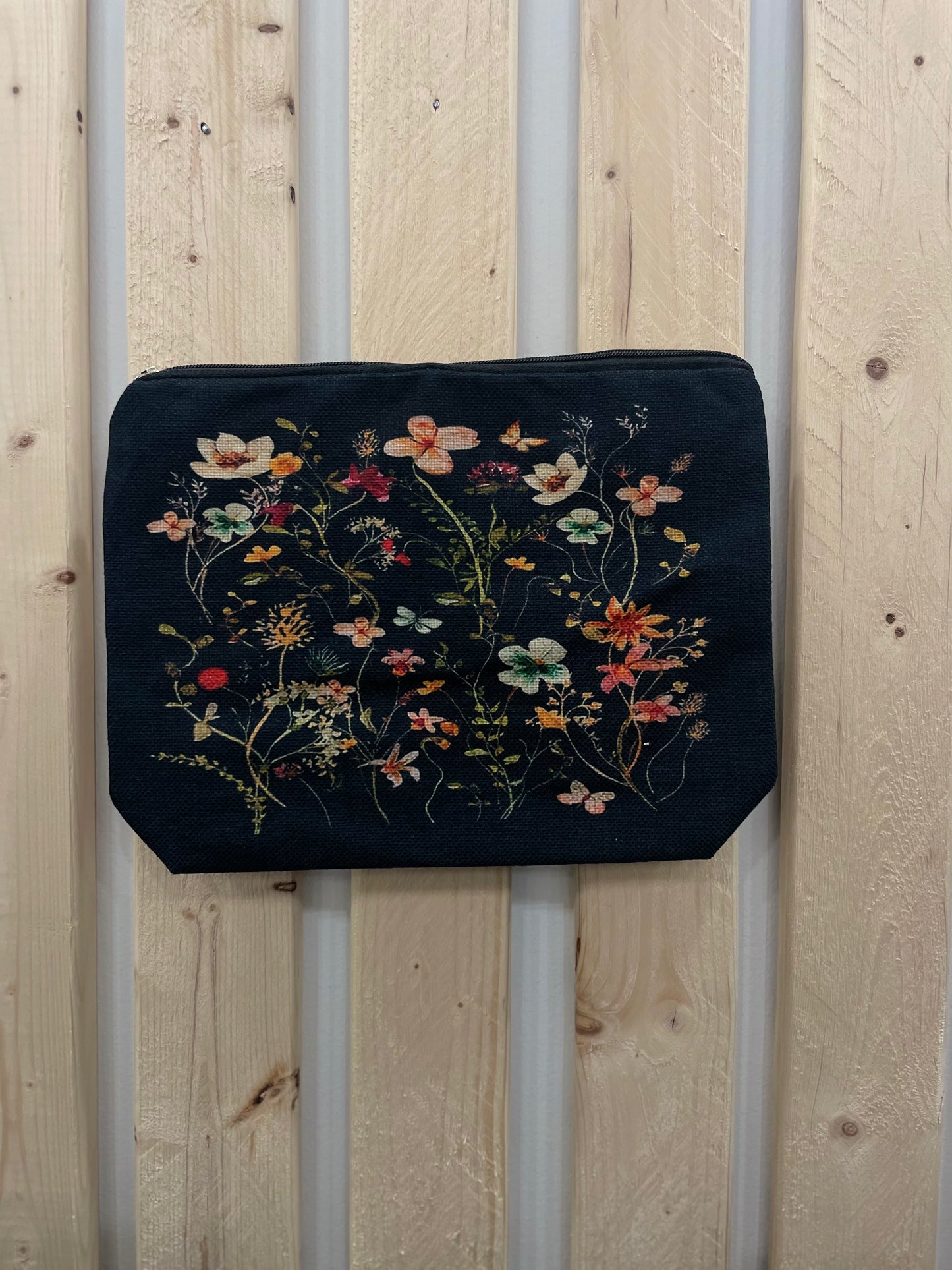 Midnight Flower Patch Cosmetic Bag