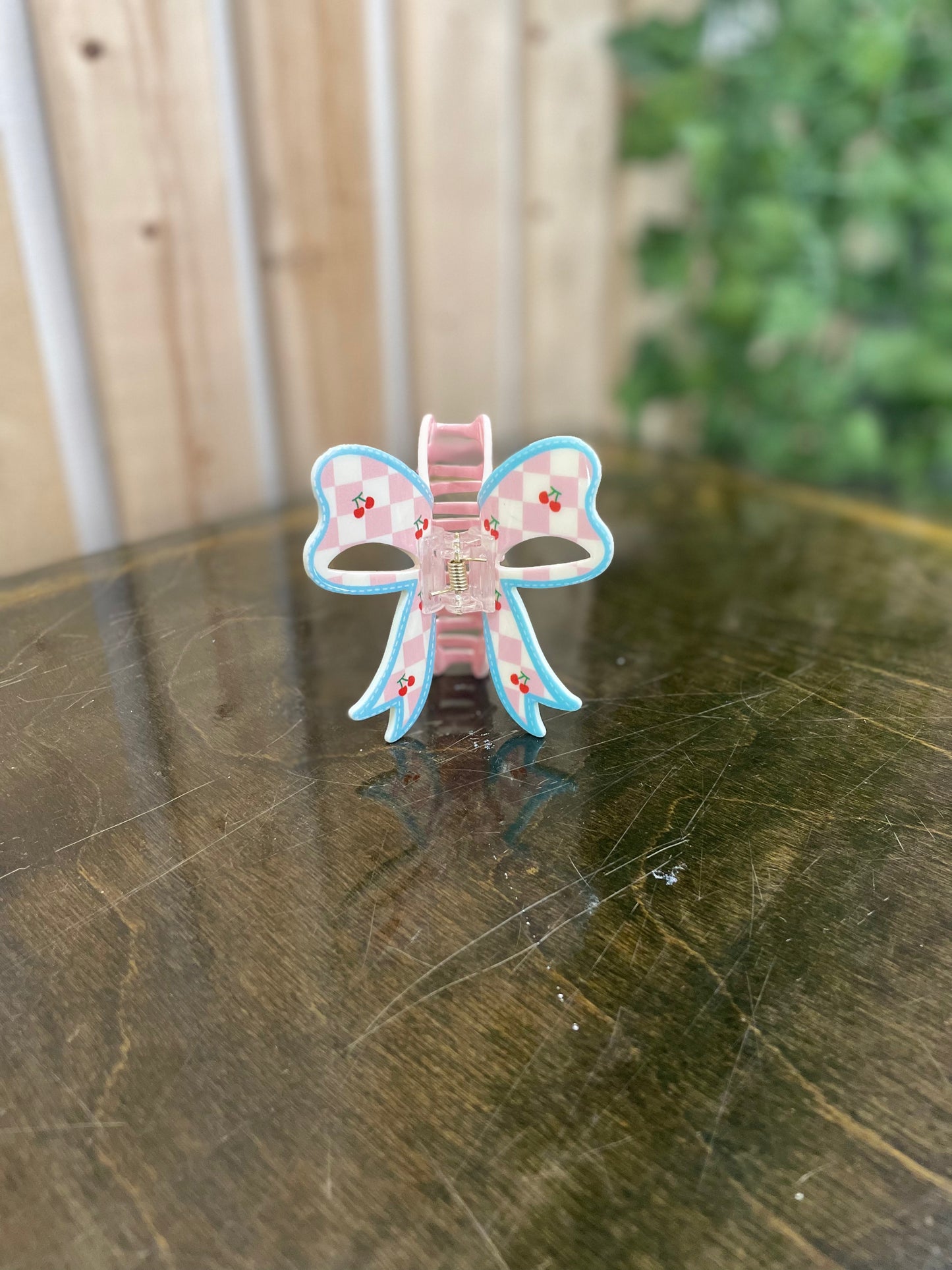 Checkered Cherry Claw Clip