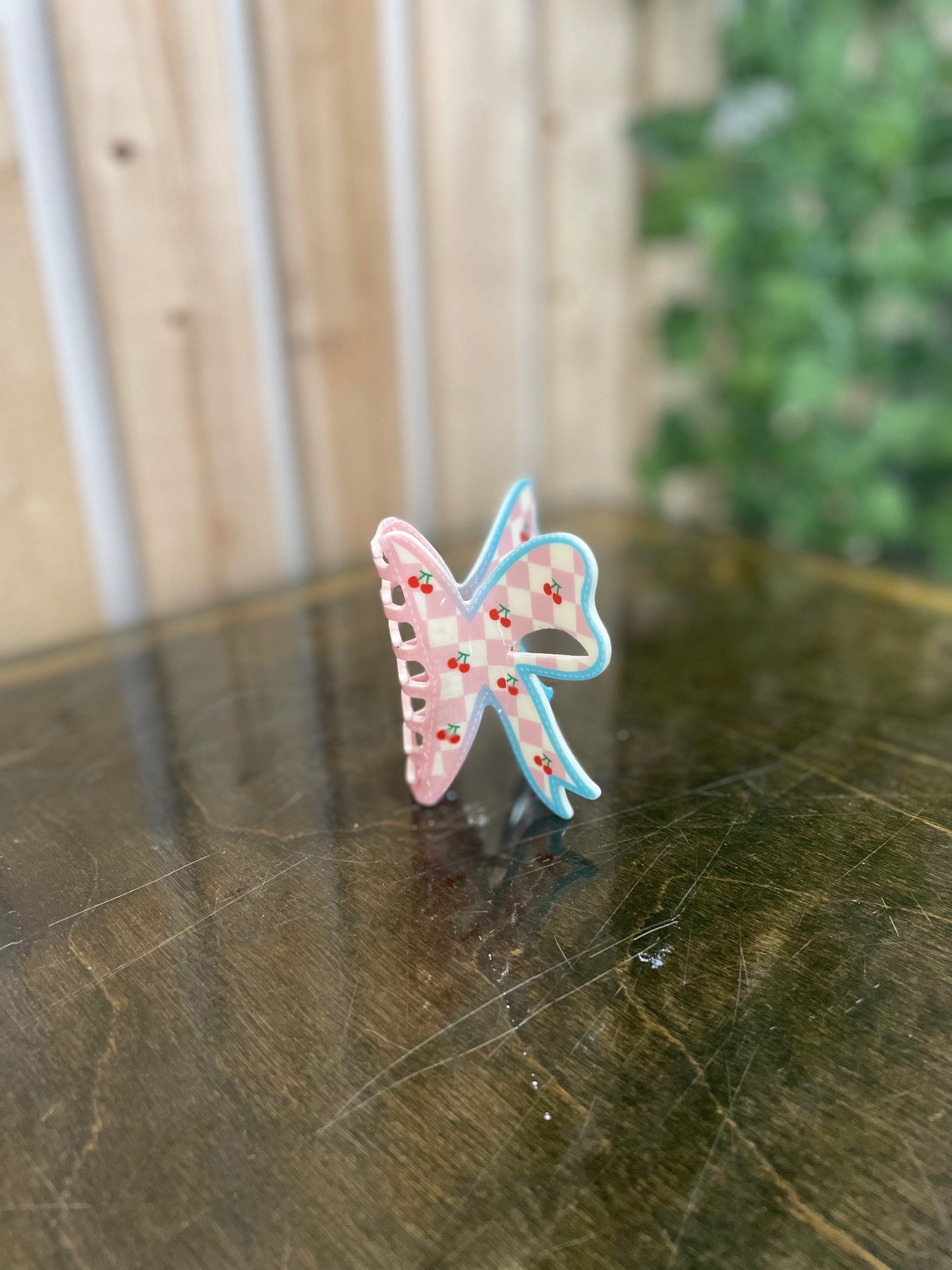 Checkered Cherry Claw Clip