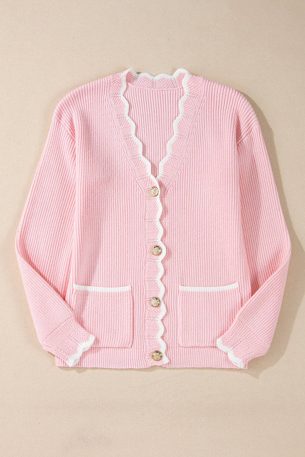 Ribbed Knit Buttoned Cardigan