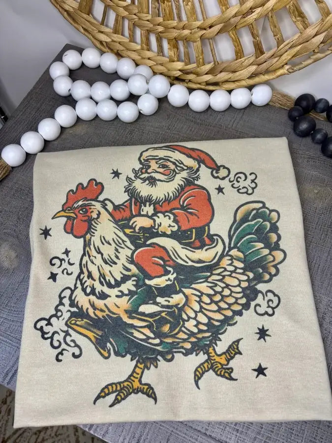 Santa Riding Chicken (Sub T-Shirt)
