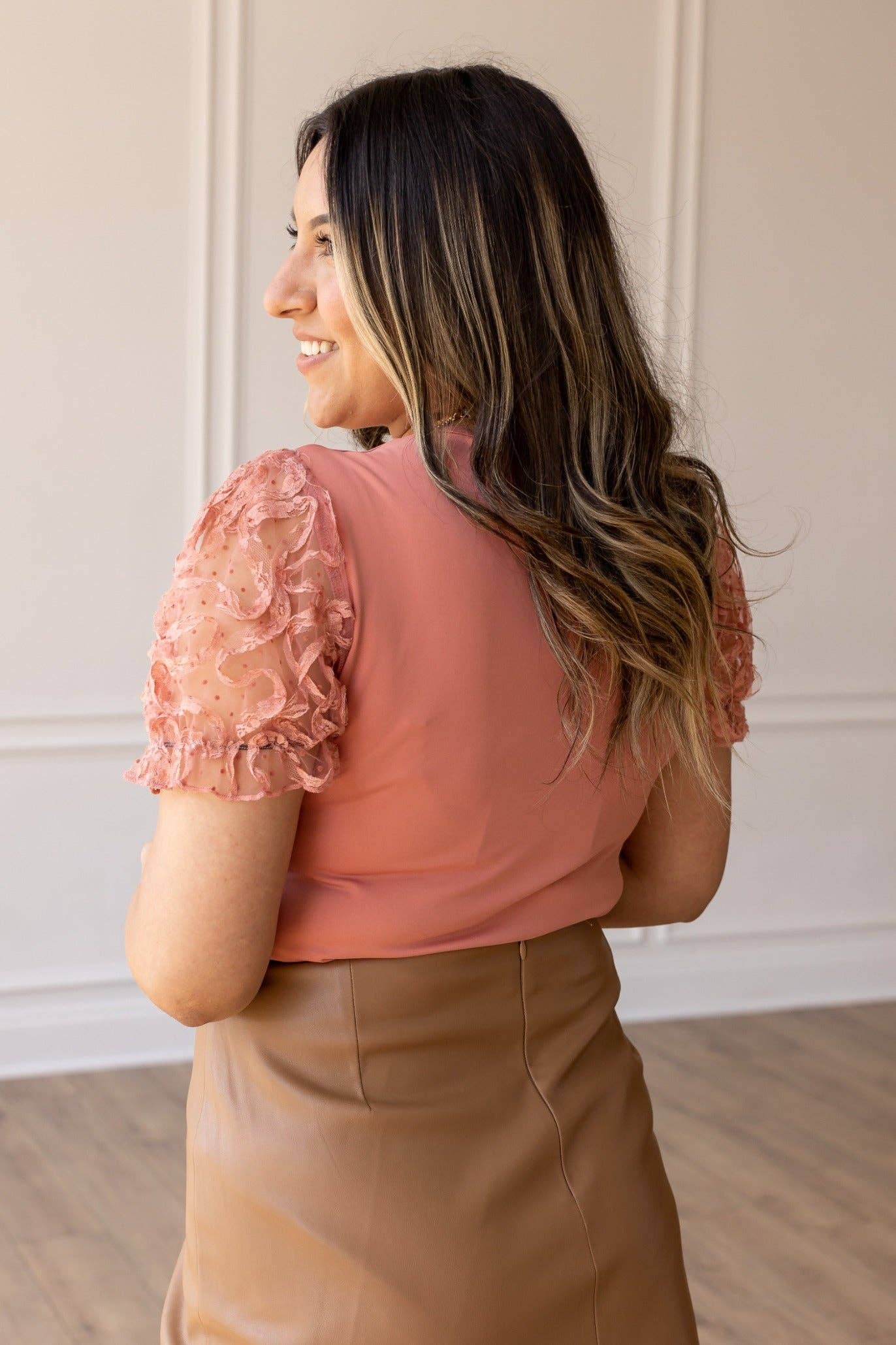 Peachy Petal Floral Sleeve Bodysuit