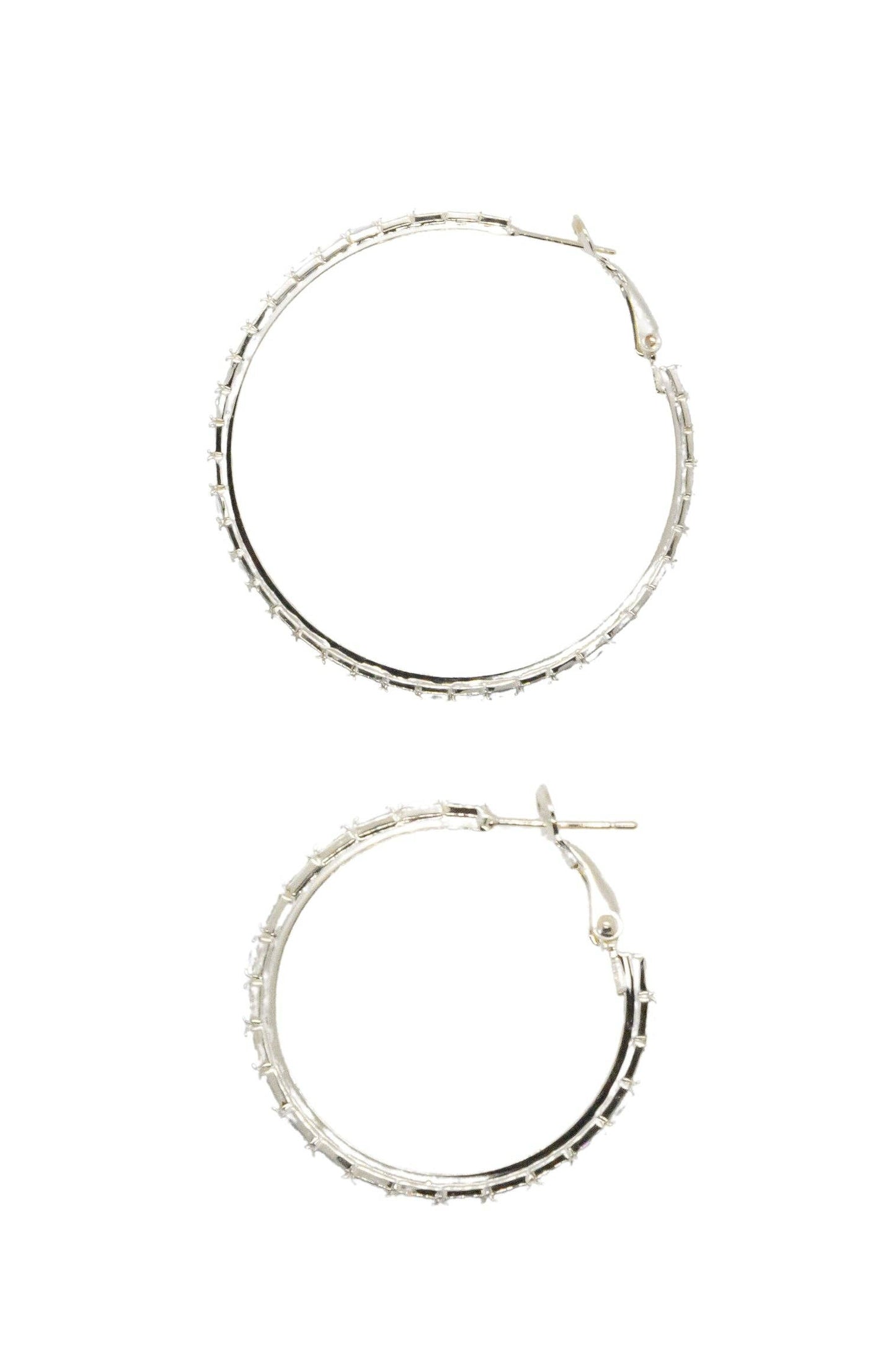 Large Sterling Gold Hoops with Rectangular Gems
