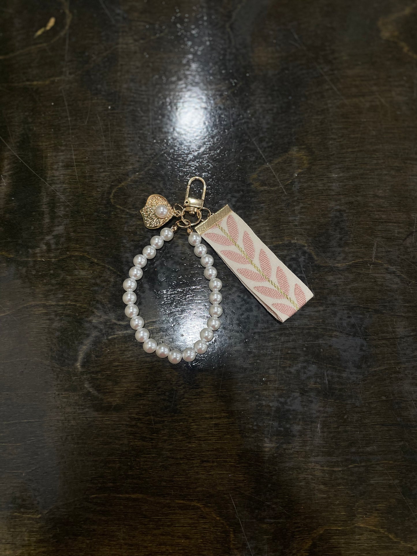 Pearl and Petals Keychain - pink