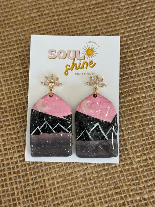 Painted mountain clay earrings