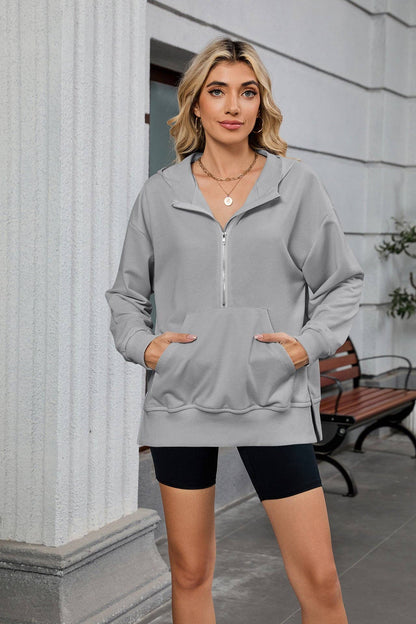 Women’s Half-Zip Hoodie with Kangaroo Pocket | Oversized Pullover