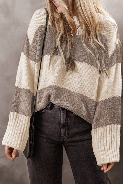 LDC Colorblock Pullover Loose Sweater