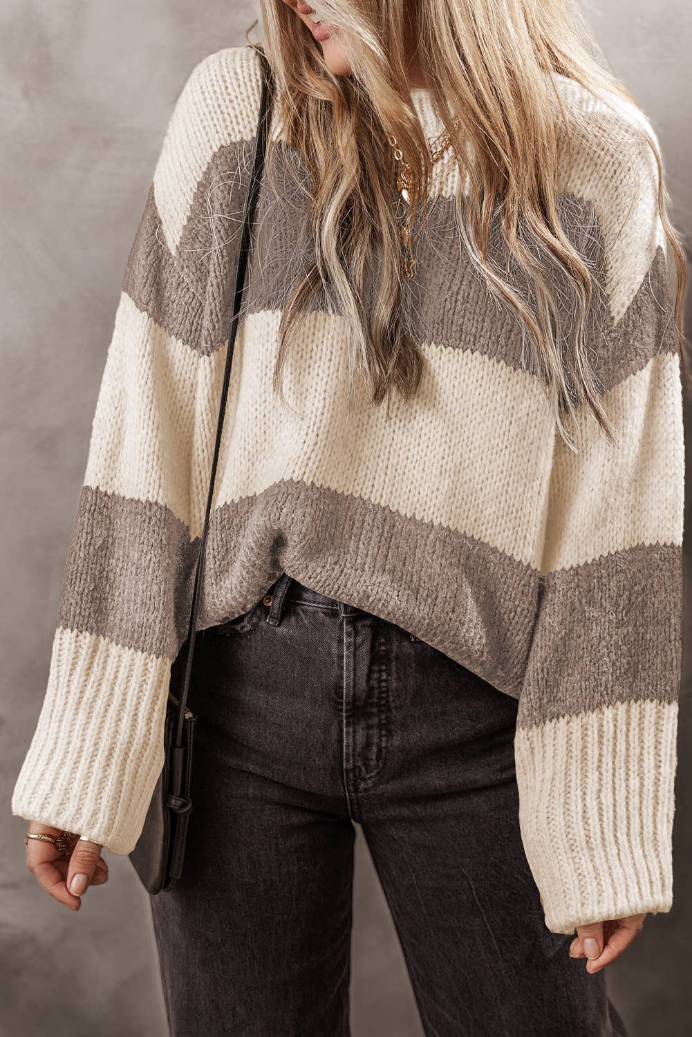 LDC Colorblock Pullover Loose Sweater