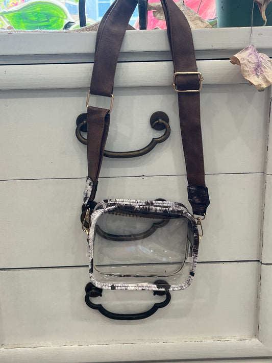 cowhide crossbody clear bag