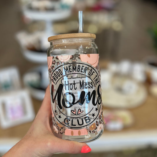 SCC | Hot Mess Moms Club | 16 oz Glass Cup