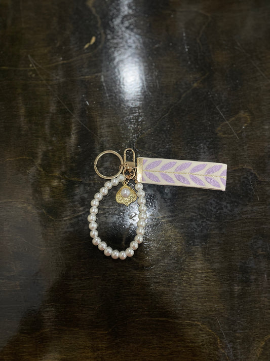 Pearl and Petals Keychain- purple