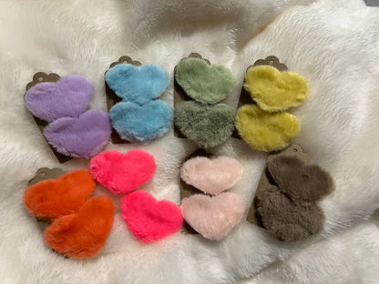 Fuzzy Heart Clip Set