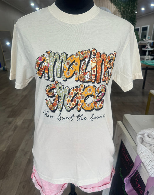 Amazing grace t shirt cream