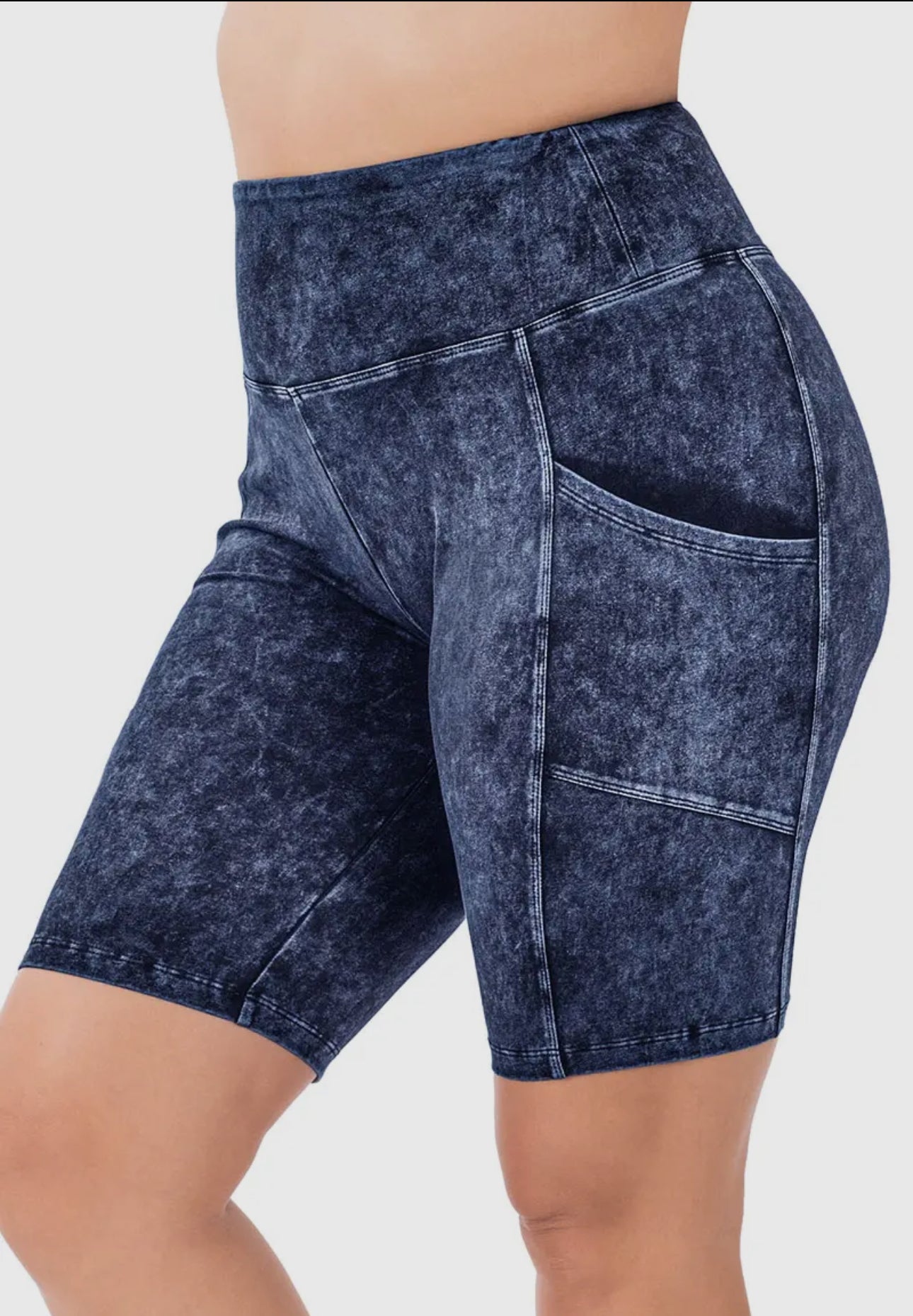 Mineral wash biker shorts