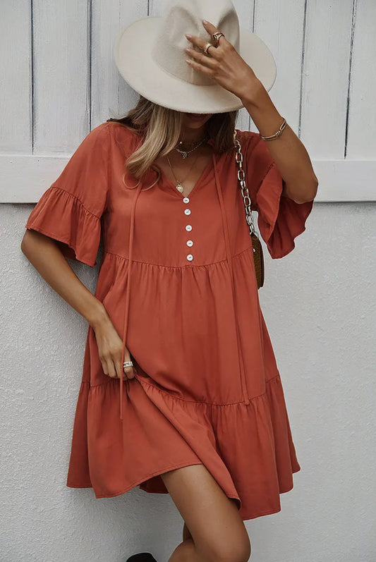 Rust Ruffle Dress