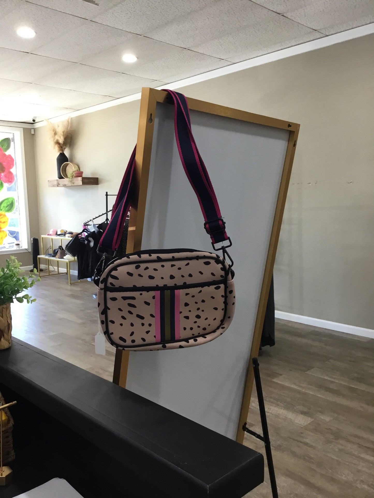 Neoprene crossbody leopard print