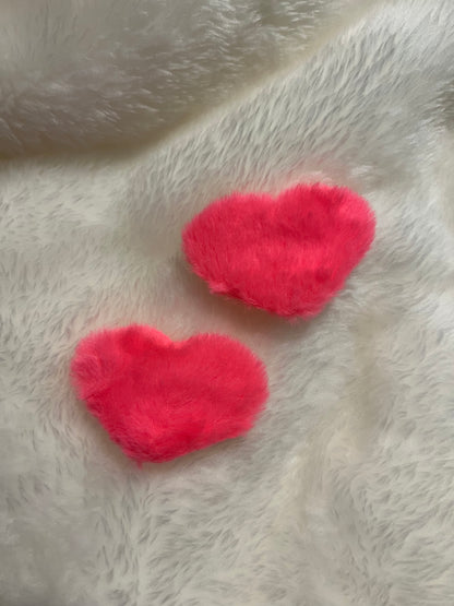 Fuzzy Heart Clip Set