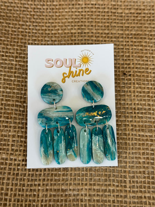 Sea Blue Clay Earrings