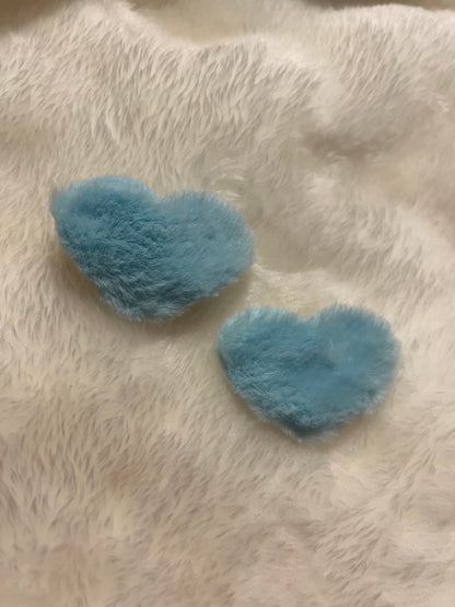 Fuzzy Heart Clip Set