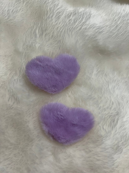 Fuzzy Heart Clip Set