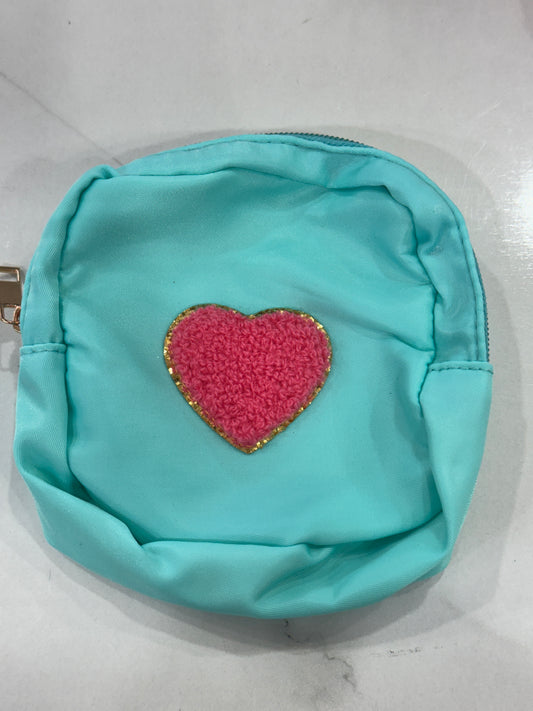 Blue mini bag with pink heart