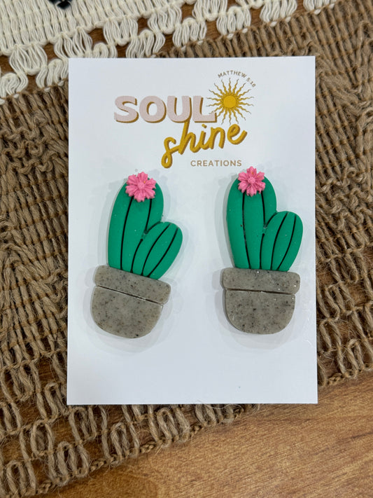 Cactus succulent clay earrings