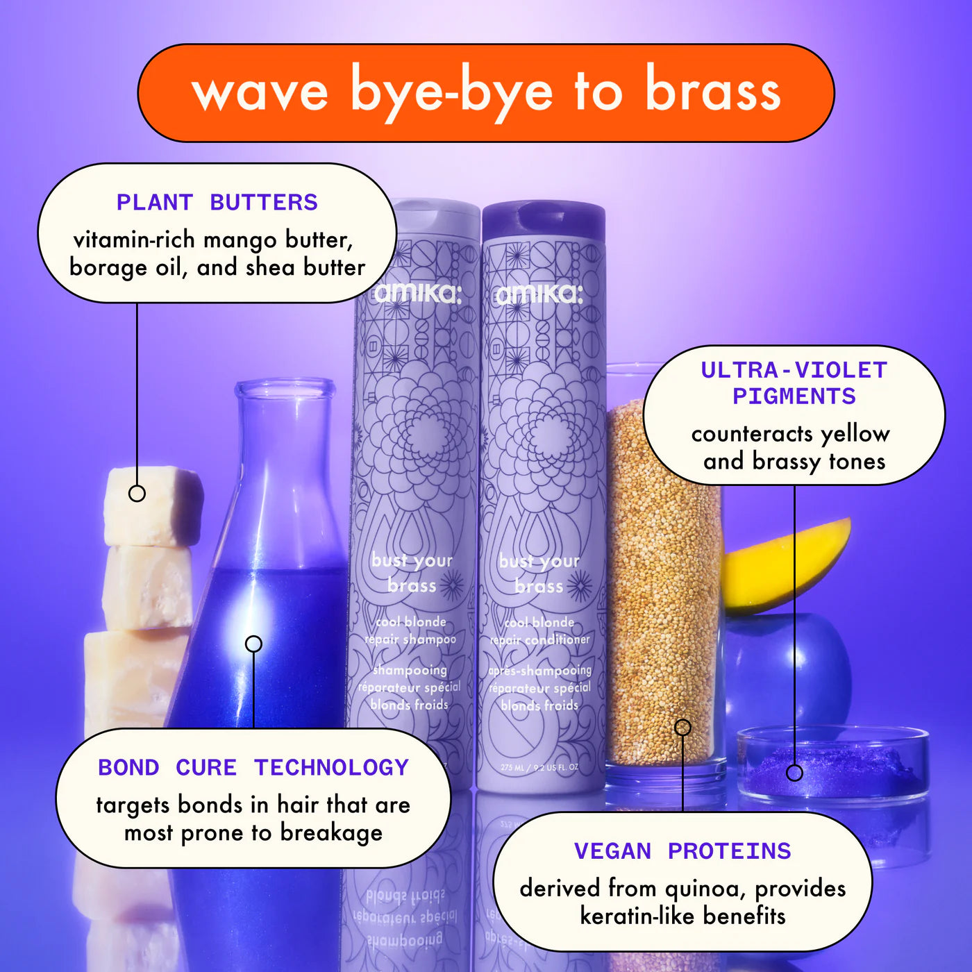 Amika Bust Your Brass Shampoo 9.2oz