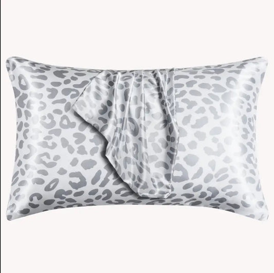 Gray Leopard Satin Pillowcase | King or Standard