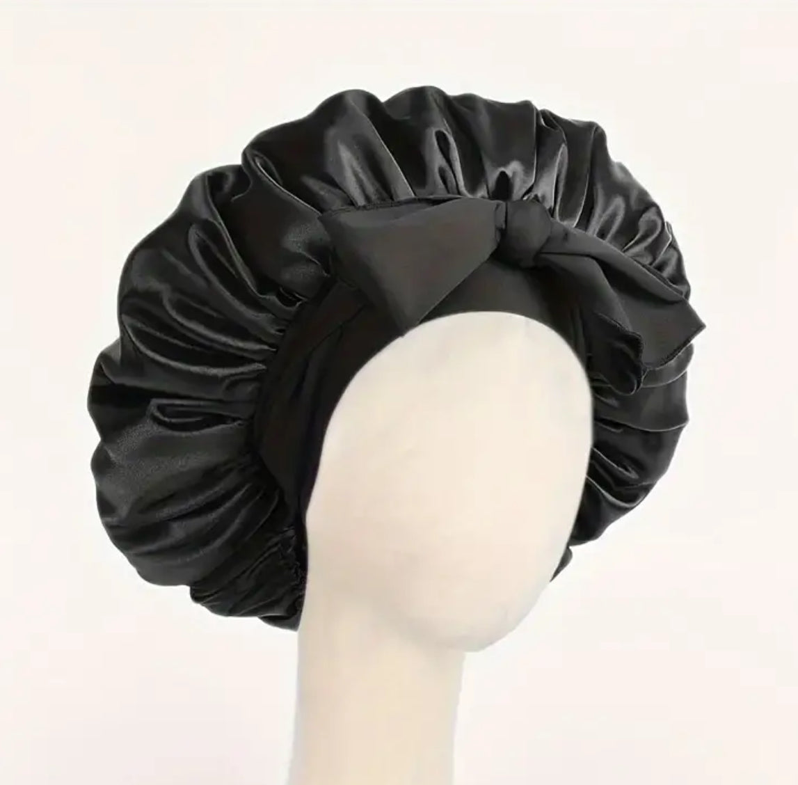 Black Satin Sleep Bonnet