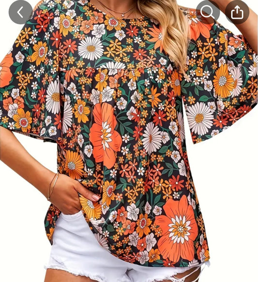 Orange floral top