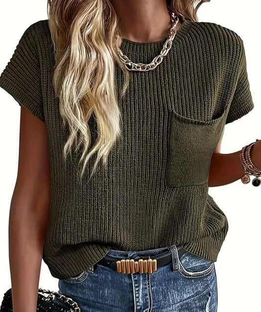 Olive green crew neck top