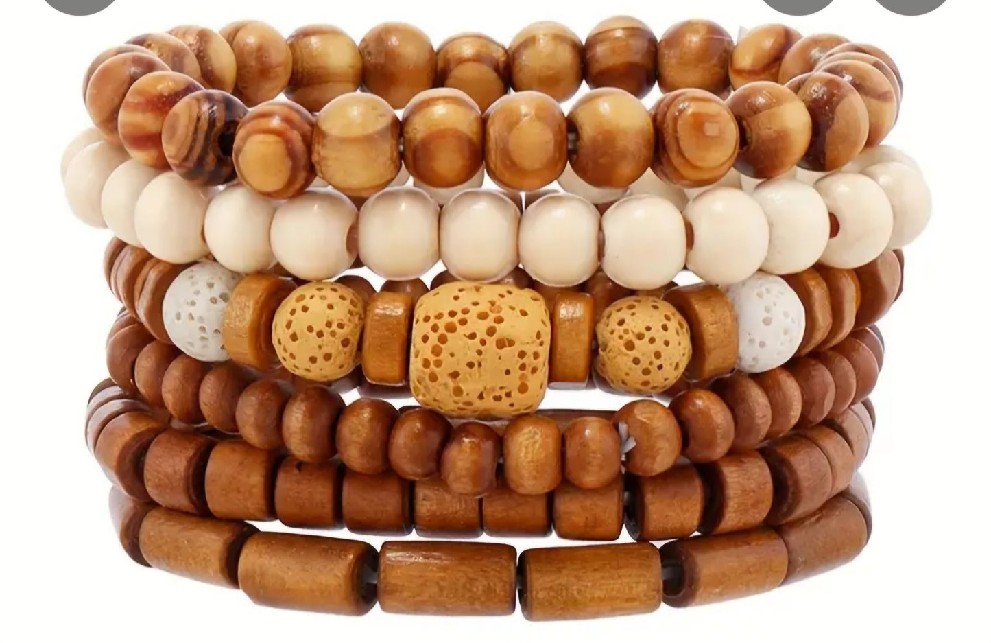 Wooden bead bracelet set