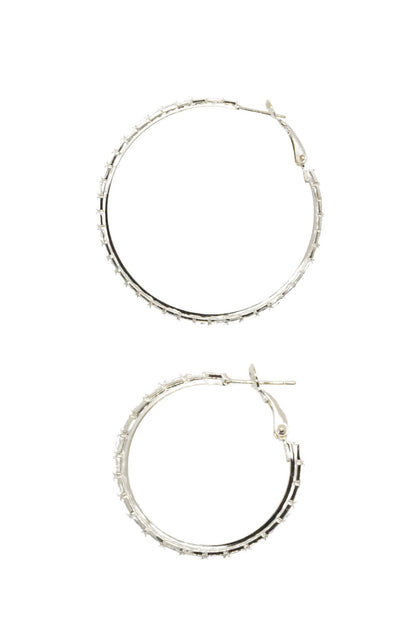 Large Sterling Gold Hoops with Rectangular Gems