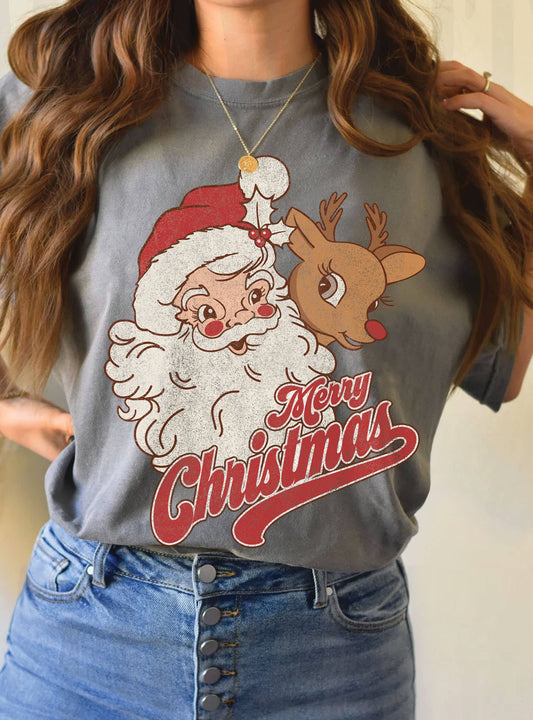 SANTA RUDOLPH MERRY CHRISTMAS GRAPHIC TSHIRTS